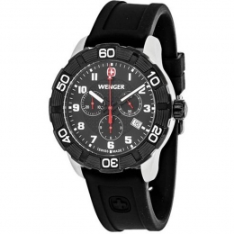 Wenger 01.0853.104 Roadster Swiss Quartz Chrono Black Silicone Strap Watch