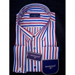 BALENCIAGA DESIGNER'S VIP BLUE RED STRIPED MEN'S SHIRT(AVAILABLE IN ALL SIZES)