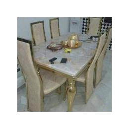 Gold Marble Dinning With 6 Chairs (1)
