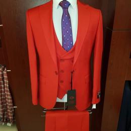 RITZY RED PLAIN MEN'S 3 PIECE SUIT|SUT 017 (AVAILABLE IN ALL SIZES)