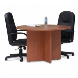 Round Meeting Table / 2 Leather Chairs (Combo Offer)