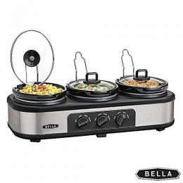 Bella Triple Slow Cooker And Warming Station Stainless Steel