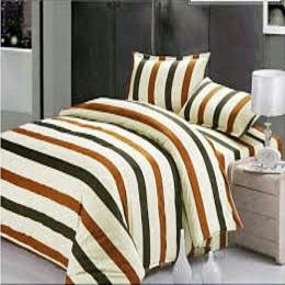 Deluxe Cream Long Stripe Bedsheet