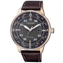 CITIZEN BM7393-16H MEN’S ECO-DRIVE ANALOG BROWN LEATHER WATCH