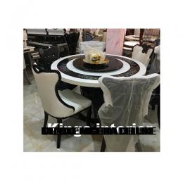 Elegant Italian Round Marble Dinning With 6 Chairs