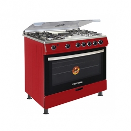 Polystar 4 Burner, 1 Hot Plate, Oven and Grill Gas Cooker PVRD80G1 - Red