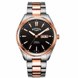 ROTARY GB05382/04 MEN'S HENLEY TWO-TONE ROSE GOLD SERRATED BEZEL AUTO WATCH