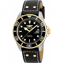 Invicta 22074 Men’s Pro Diver Quartz 3 Hand Black Dial Watch
