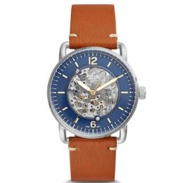 FOSSIL ME3159 MEN’S COMMUTER AUTOMATIC BLUE DIAL TAN LEATHER WATCH