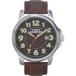 TIMEX T44921 MEN'S EXPEDITION METAL FIELD BROWN LEATHER STRAP WATCH