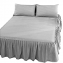 Deluxe Fitted BedSheet 39cm Extra Deep Frilled Valance Bedding Sheets Easy Care (Grey)