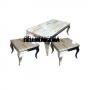 Marble Table And Side Stools Furniture ( 2 Sides Stools)